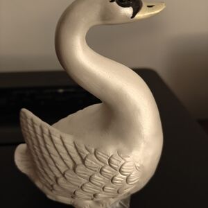Handcrafted White Swan Figurine Home Accent